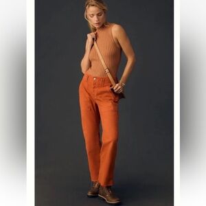 Anthropologie Pilcro Yaya Crop Flare Pants Burnt Orange Size 26